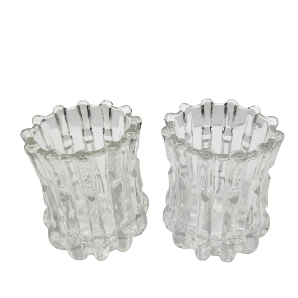 Imperial Glass 2 Broken Column Clear‎ Glass Celery Vase/Open Sugar/Candle Holder